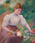 Federico Zandomeneghi Girl Picking Flowers 1894 Fine Art Print