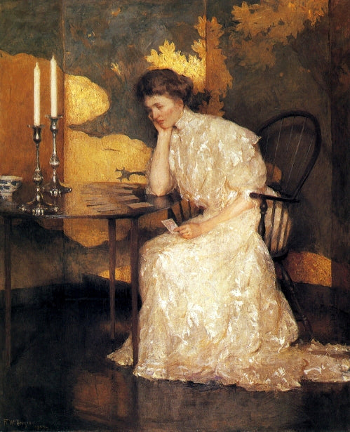 Frank W. Benson Girl Playing Solitaire 1909 Fine Art Print