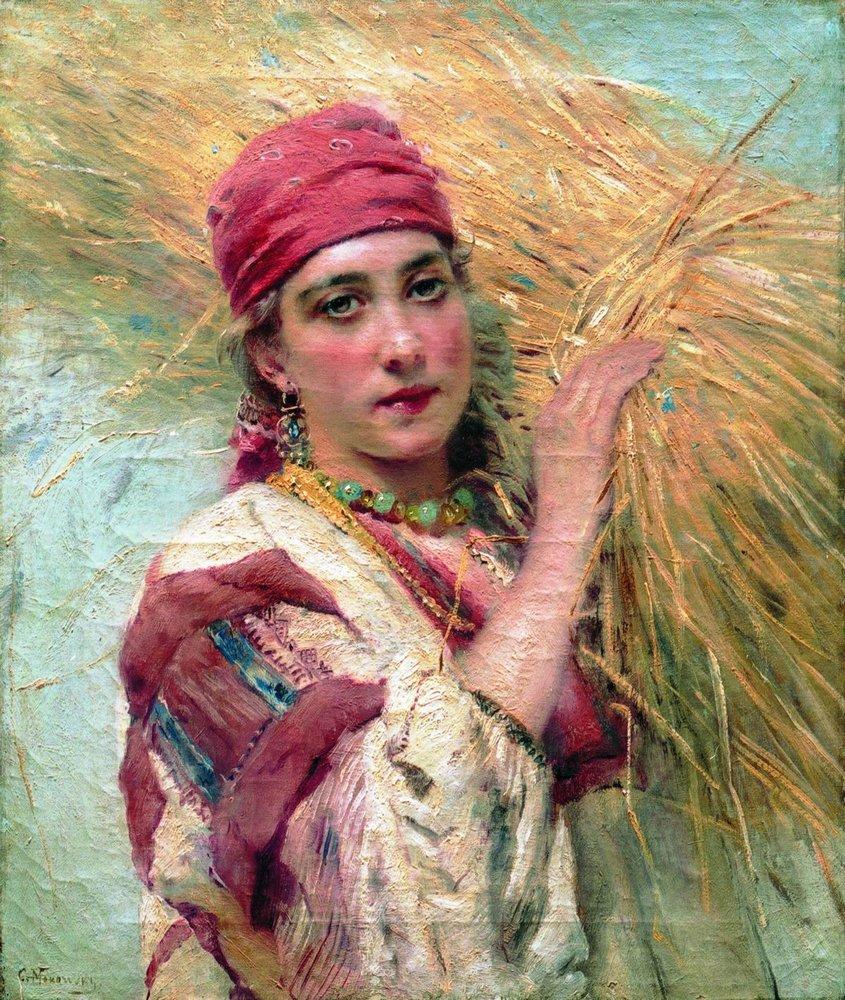 Konstantin Makovsky Girl with a Sheaf 1880 Fine Art Print