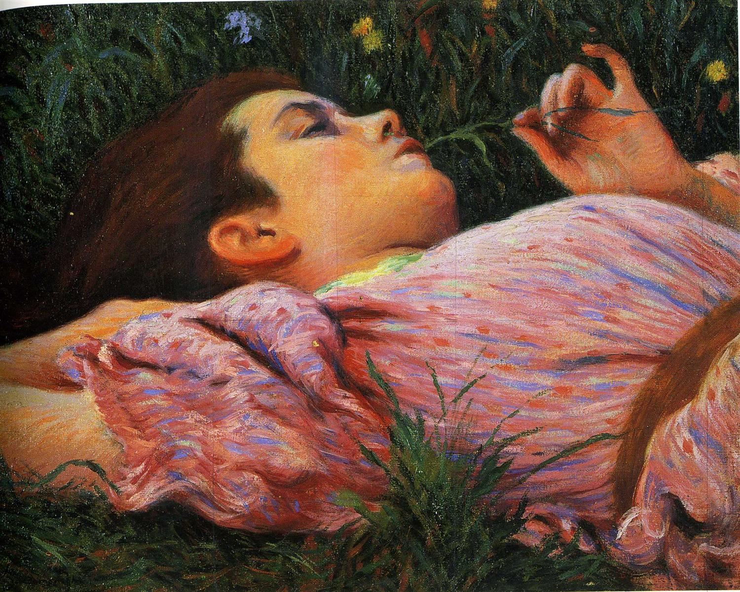 Federico Zandomeneghi Girl with Flowers 1884-1894 Fine Art Print