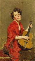 William Merritt Chase Girl with Guitar 1886 Fine Art Print