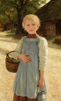 Albrecht Anker Girl with milk jug and basket 1881 Fine Art Print