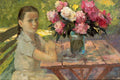 Nikolay Bogdanov Belsky Girl with Peonies 1985 Fine Art Print