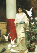 Wilhelm Kotarbinski Girl with Pigeons 1900 Fine Art Print