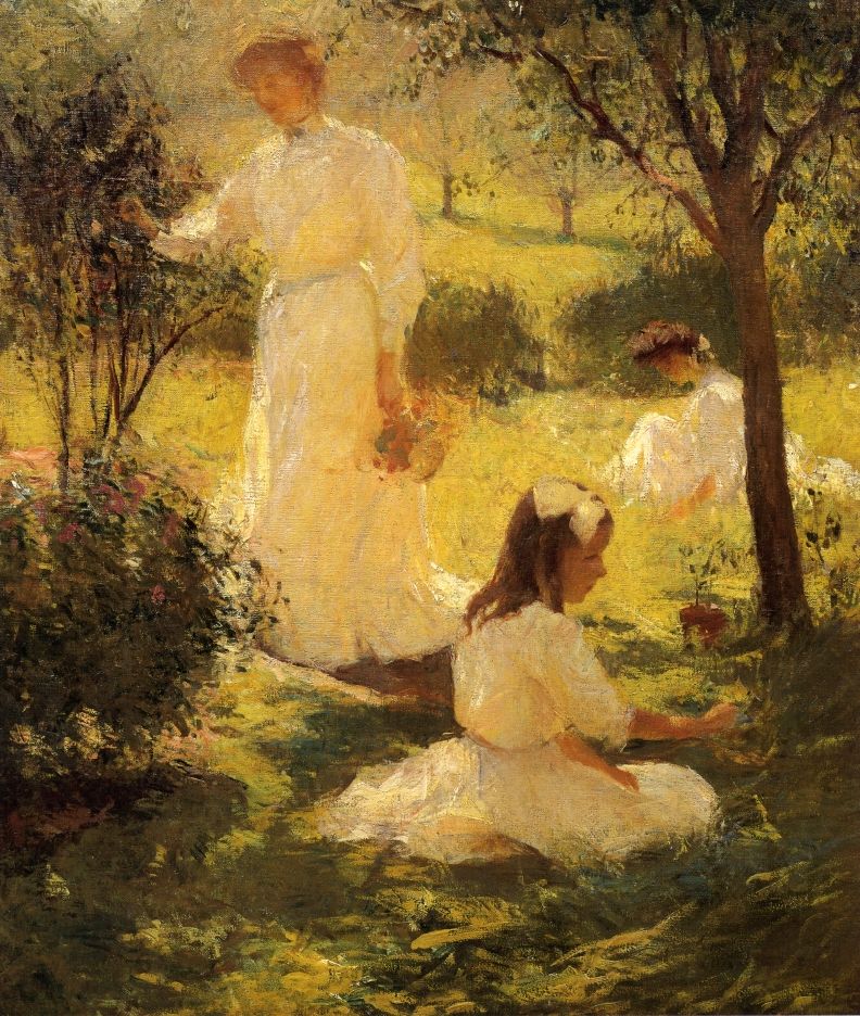 Frank W. Benson Girls in the Garden 1906 Fine Art Print