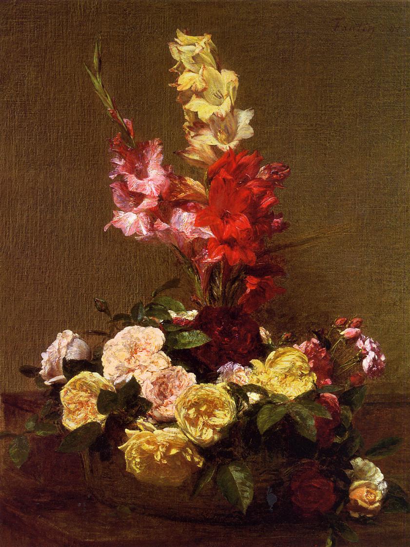 Henri Fantin-Latour Gladiolas and Roses 1881 Fine Art Print
