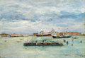 William Merritt Chase Gray Day on the Lagoon (A Passenger Boat — Venice) 1913 Fine Art Print