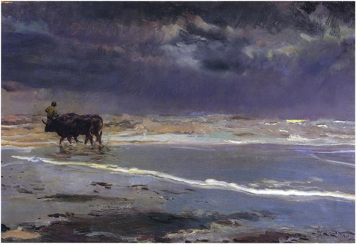 Joaquín Sorolla Gray day on Valencia beach 1901 Fine Art Print