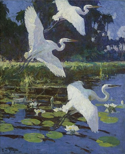 Frank W. Benson Great White Herons 1923 Fine Art Print