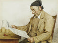 Albrecht Anker Grandfather with a newspaper 1906 Fine Art Print