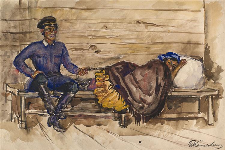 Pyotr Konchalovsky Gypsies at the Railway Station 1935 Fine Art Print