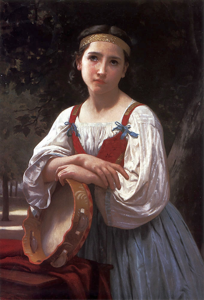 William-Adolphe Bouguereau Gypsy Girl with a Basque Drum 1867 Fine Art Print