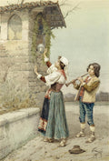 Filippo Indoni Lighting the Lamps 1890 Fine Art Print