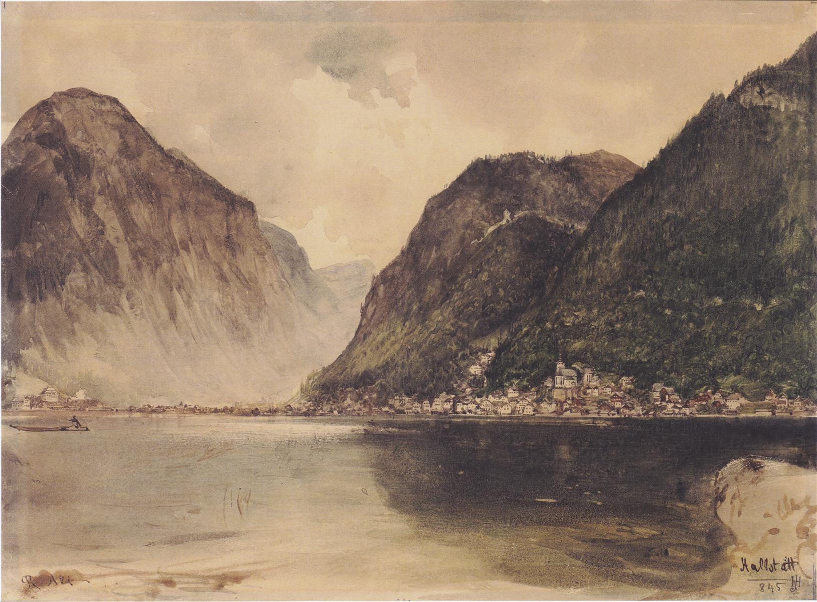Rudolf von Alt Hallstatt 1845 Fine Art Print