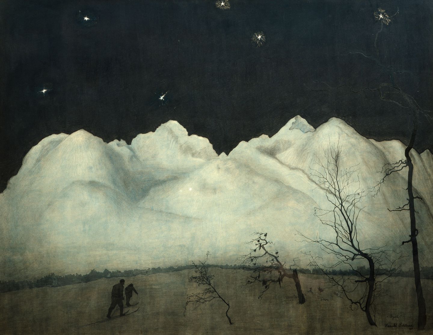 {{ product_title }} Fine Art Print | {{ product_vendor }} Jakero77 Harald Sohlberg Winter Night in the Mountains Fjeld 1901 Fine Art Print Art Print  Jakero77