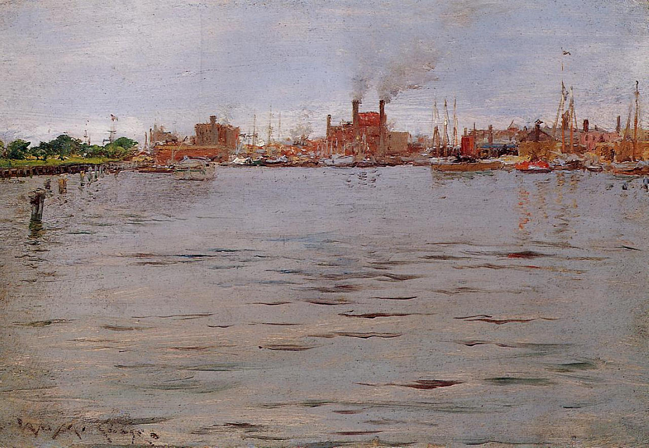 William Merritt Chase Harbor Scene, Brooklyn Docks 1886 Fine Art Print