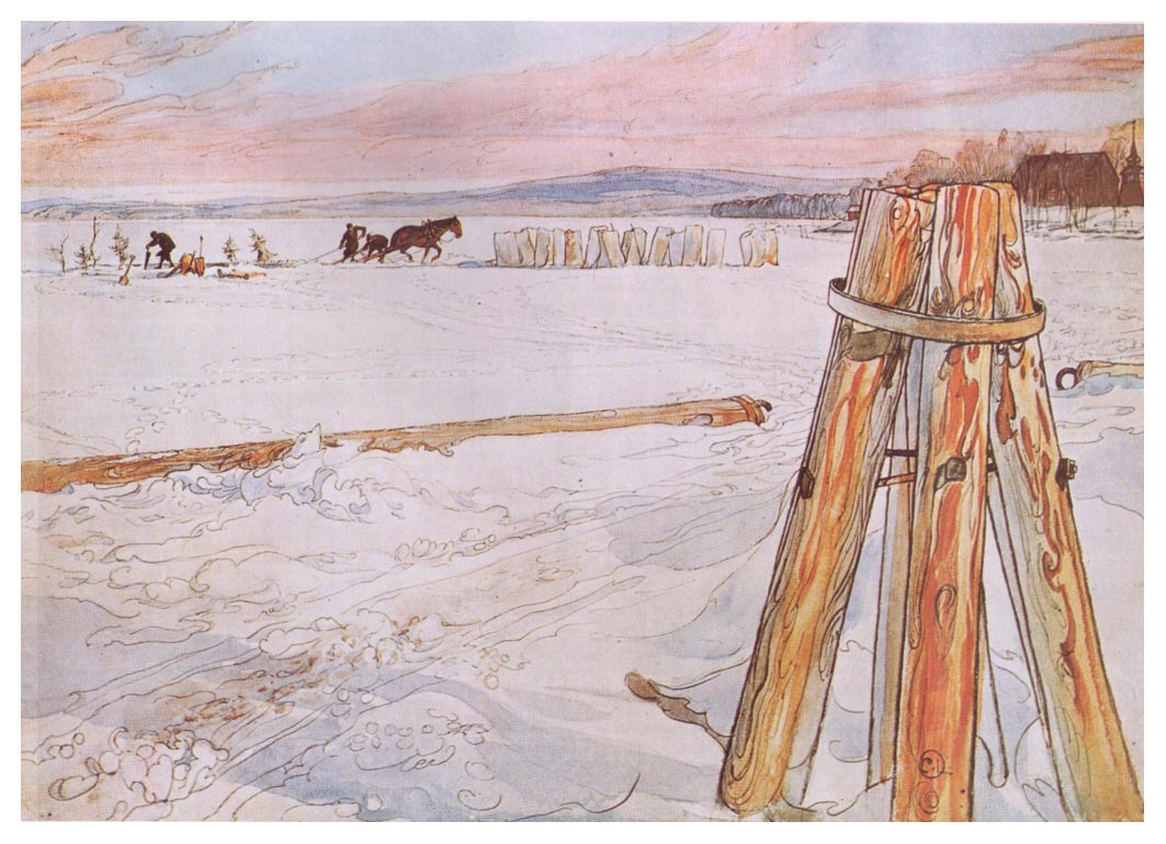 Carl Larsson Harvesting Ice 1905 Fine Art Print