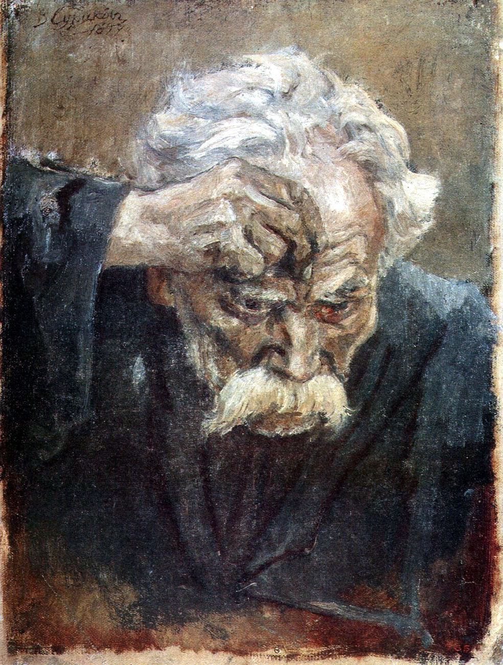 Vasily Surikov Head of Baptized Soldier 1897 Fine Art Print