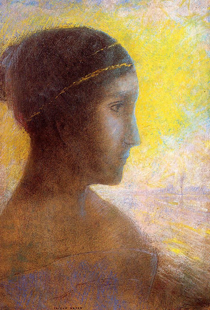 Odilon Redon Head of a Young Woman in Profile 1895 Fine Art Print