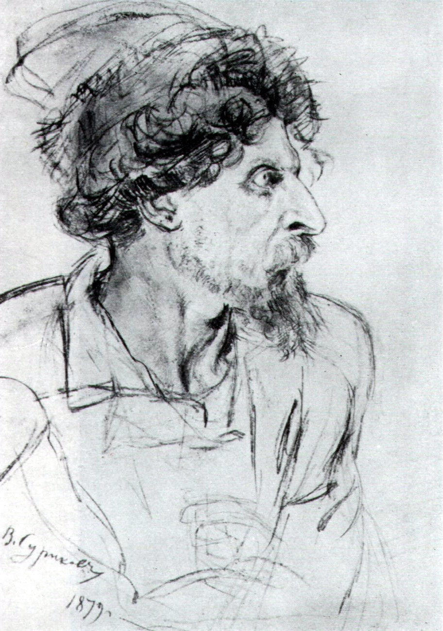 Vasily Surikov Head of Cossack 1879 Fine Art Print