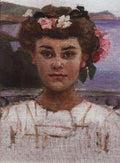 Vasily Surikov Head of Girl. Portrait of Z. S. Khaminova. 1908 Fine Art Print
