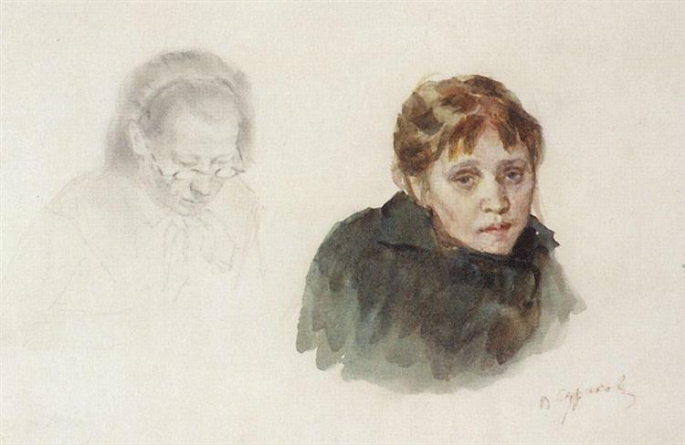 Vasily Surikov Head of Girl 1888 Fine Art Print