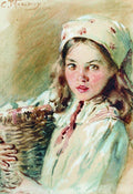 Konstantin Makovsky Head of the Girl in a Kerchief 1889 Fine Art Print
