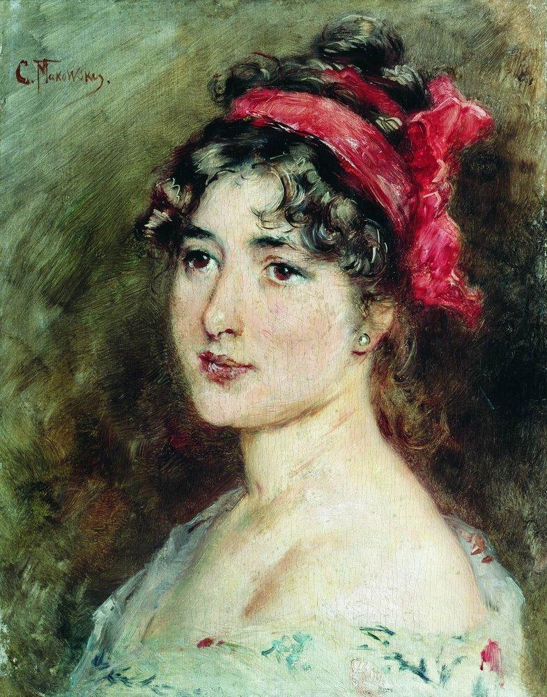 Konstantin Makovsky Head of the Girl 1889 Fine Art Print