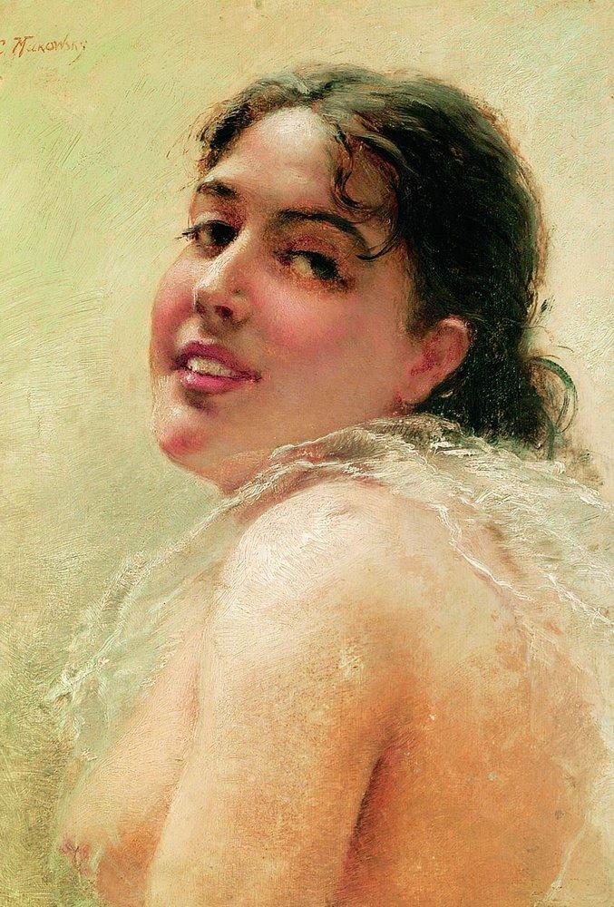 Konstantin Makovsky Head (Portrait of Y.Makovskaya) 1890 Fine Art Print