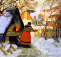 Clarence Gagnon Heating the Oven, Winter Scene 1923 Fine Art Print
