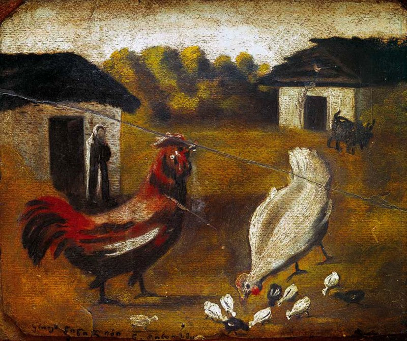 Niko Pirosmani Hen with Chicken 1917 Fine Art Print