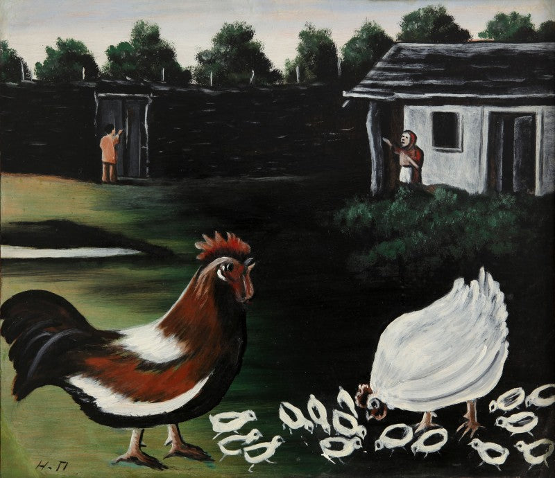 Niko Pirosmani Hen with Her Chicks 1917 Fine Art Print