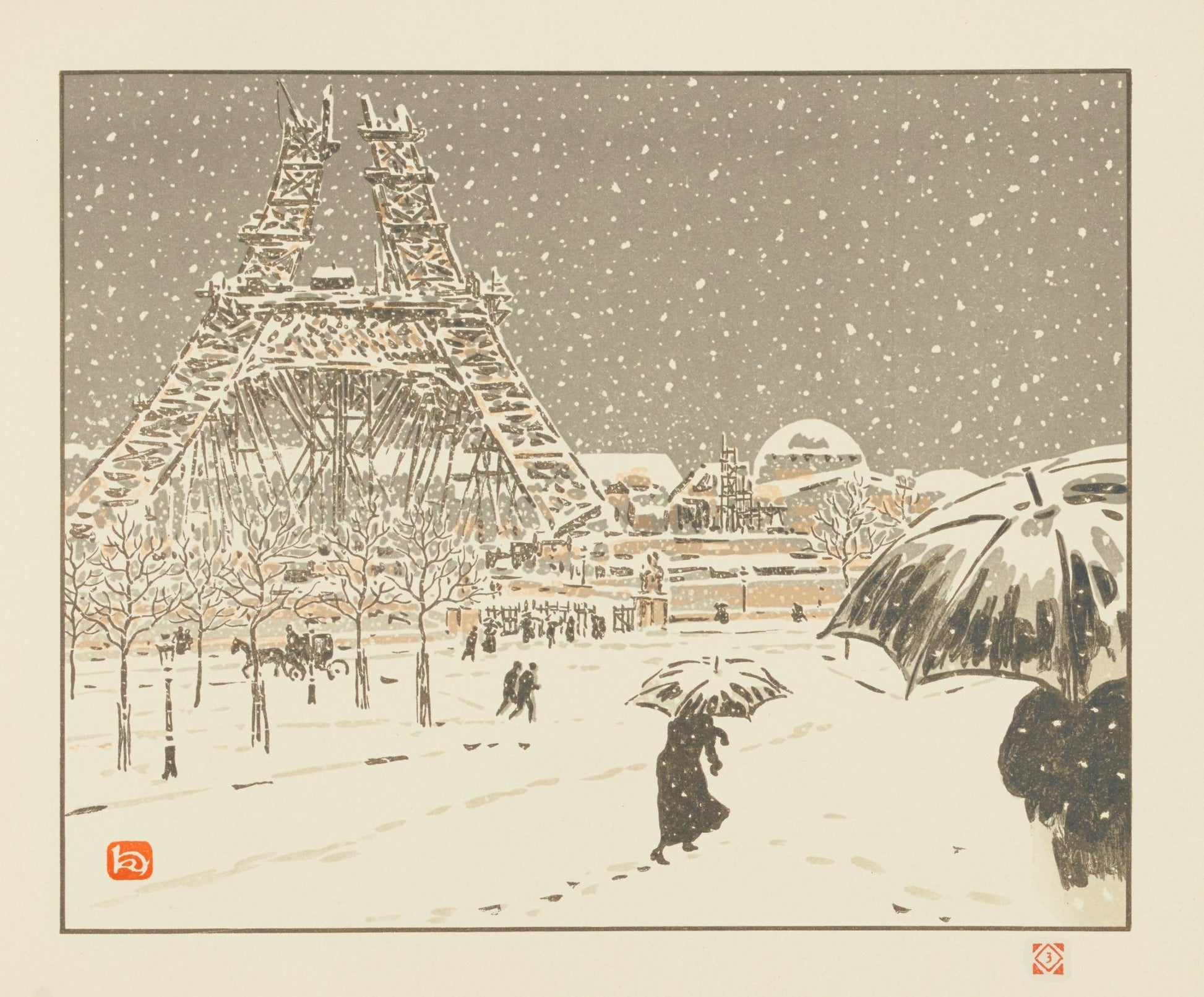 Henri Riviere Eiffel Tower View in Winter 1900 Paris France Fine Art Print Fine Art Print | Jakero77