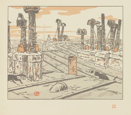 {{ product_title }} Fine Art Print | {{ product_vendor }} Jakero77 Henri Riviere Paris Tin Roof Black Cats Eiffel Tower 1900 Fine Art Print Art Print  Jakero77