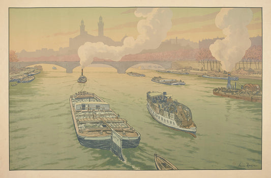 {{ product_title }} Fine Art Print | {{ product_vendor }} Jakero77 Henri Riviere The Trocadero 1900 River Boat Paris France Fine Art Print Art Print  Jakero77