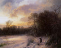 Hermann Ottomar Herzog Daybreak on a Snowy Morning 1870 Fine Art Print