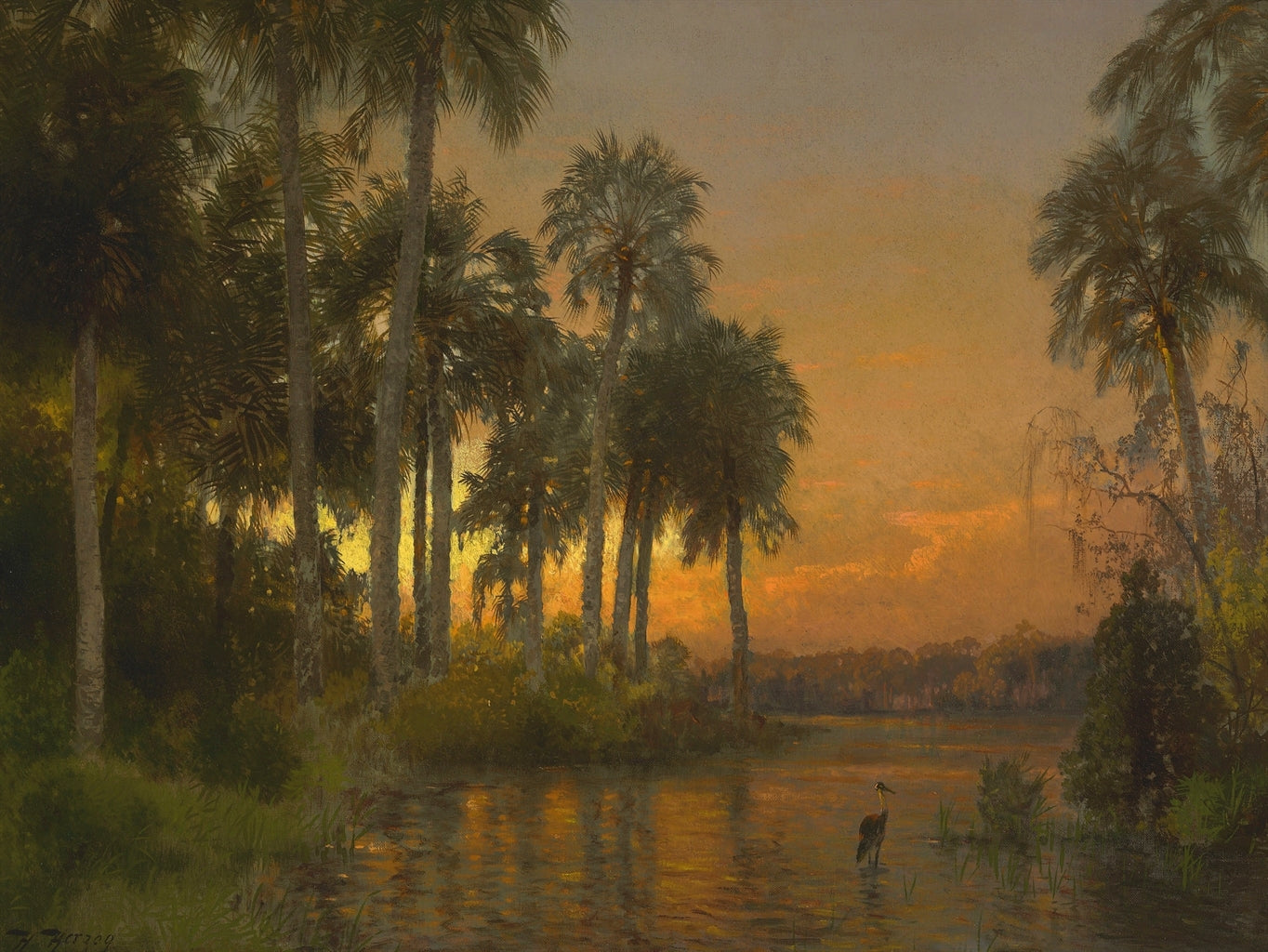 Hermann Ottomar Herzog Florida Sunset 1895 Fine Art Print