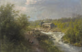 Hermann Ottomar Herzog Mill by a Mountain Stream, Believed to Be the Sierras 1870 Fine Art Print
