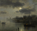 Hermann Ottomar Herzog Moonlight in Holland 1870 Fine Art Print