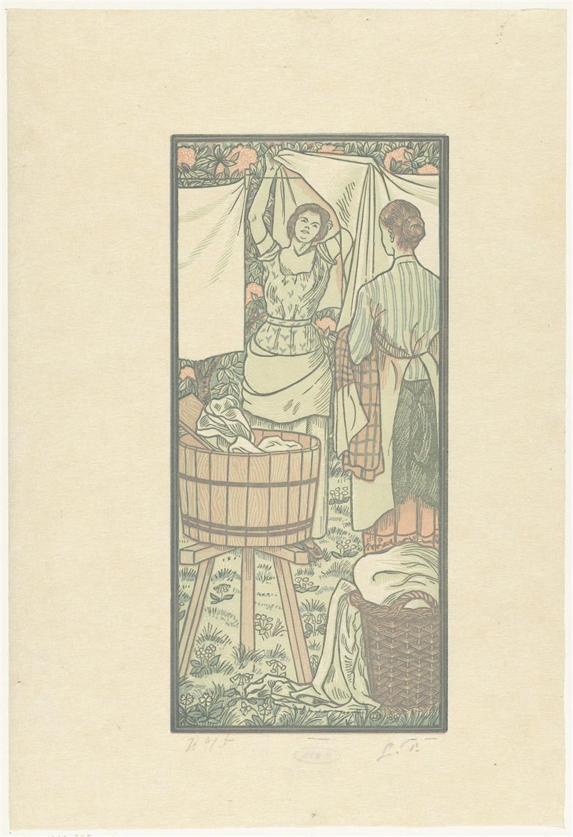 Lucien Pissarro Het Ophangen Van De Was 1897 Fine Art Print