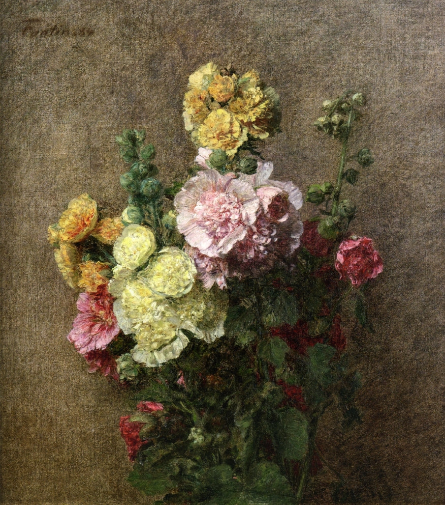 Henri Fantin-Latour Hollyhocks without Vase 1884 Fine Art Print
