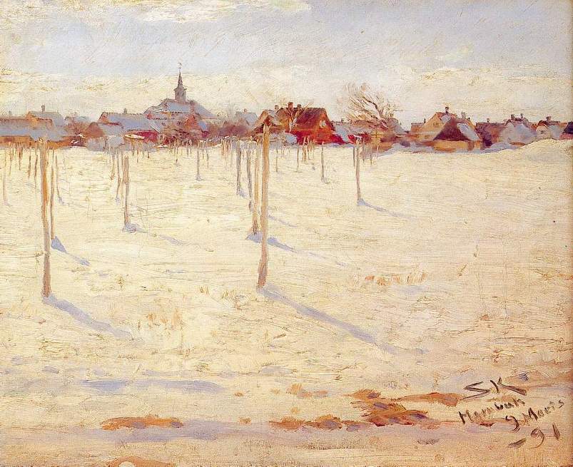 Peder Severin Kroyer Hornbaek in Winter 1891 Fine Art Print