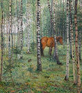 Nikolay Bogdanov Belsky Horse between Birches 1900 Fine Art Print