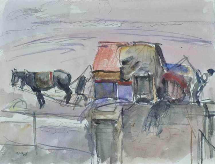 Wojciech Weiss Horse in Front of An Inn 1920 Fine Art Print