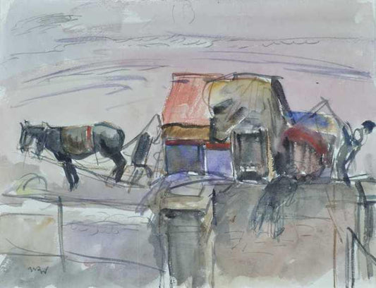 Wojciech Weiss Horse in Front of An Inn 1920 Fine Art Print