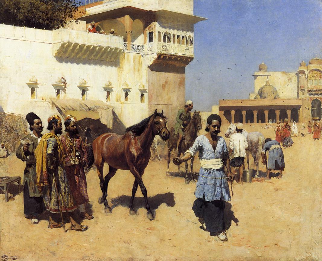 Edwin Lord Weeks Horse Market, Persian Stables, Bombay 1890 Fine Art Print
