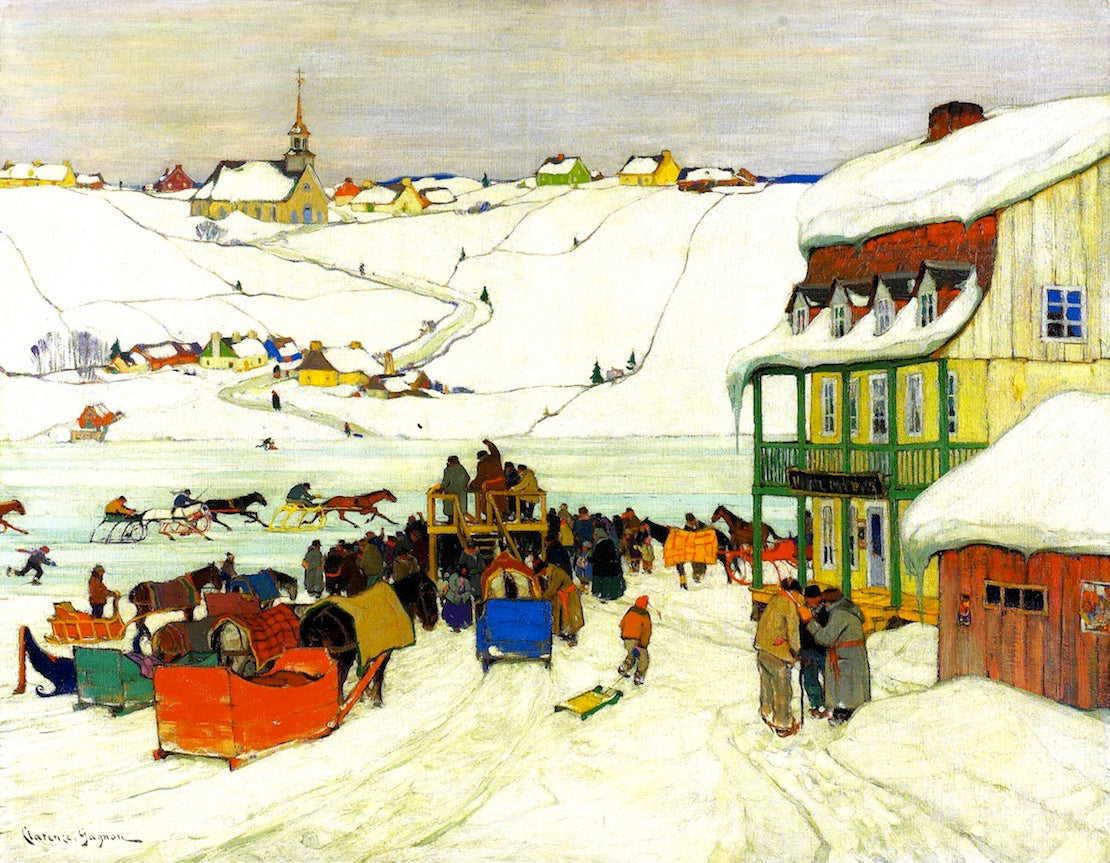 Clarence Gagnon Horse Racing in Winter 1927 Fine Art Print