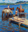 Nikolay Bogdanov Belsky Horses Bathing 1939 Fine Art Print