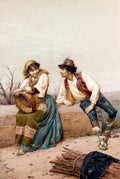 Filippo Indoni Courtship on the Roadside 1875 Fine Art Print