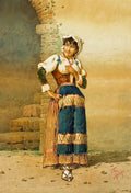 Filippo Indoni An Italian peasant Woman standing by a Portal 1875 Fine Art Print